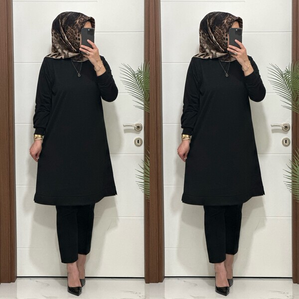 3322 K35 SİYAH EDA TUNİK - Thumbnail