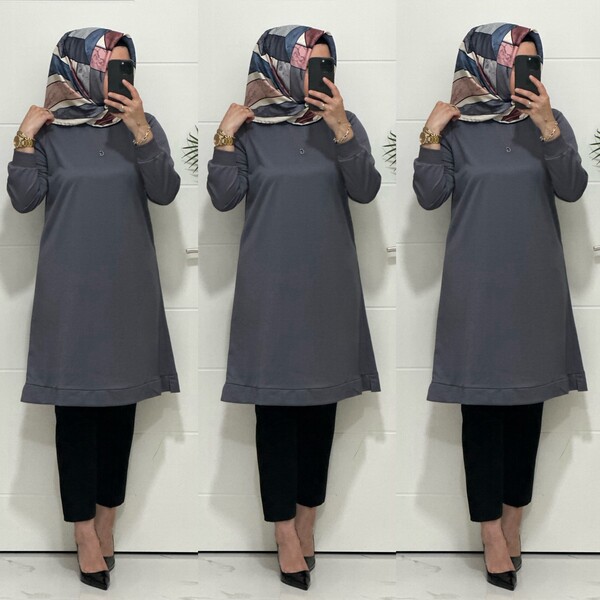 3322 K35 GRİ EDA TUNİK - Thumbnail