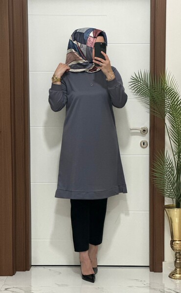 3322 K35 GRİ EDA TUNİK - Thumbnail