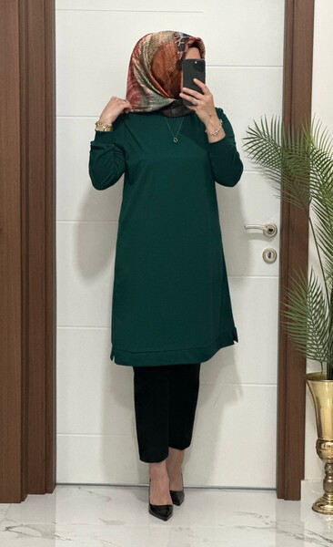 3322 K35 ZÜMRÜT YEŞİLİ EDA TUNİK - Thumbnail