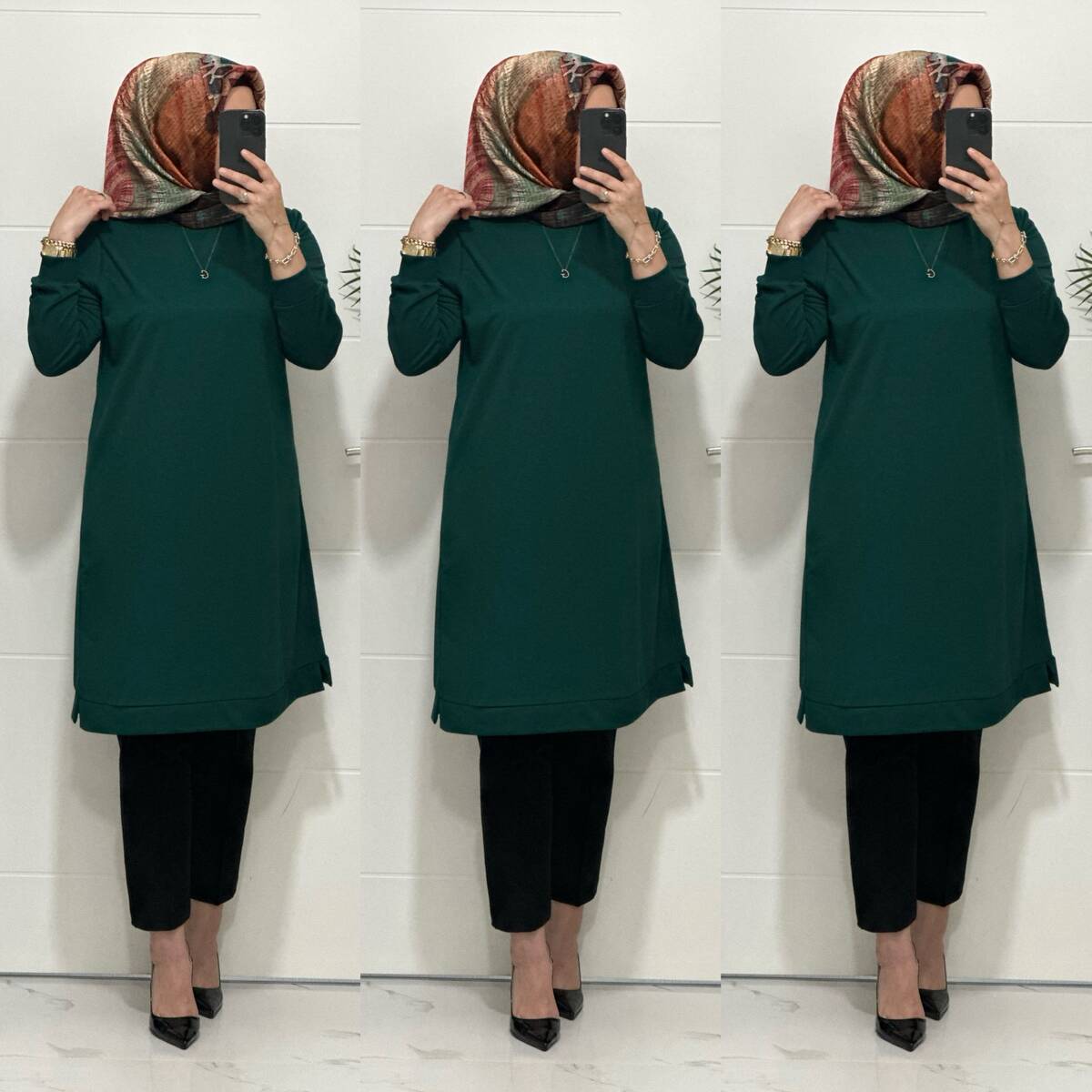 3322 K35 ZÜMRÜT YEŞİLİ EDA TUNİK