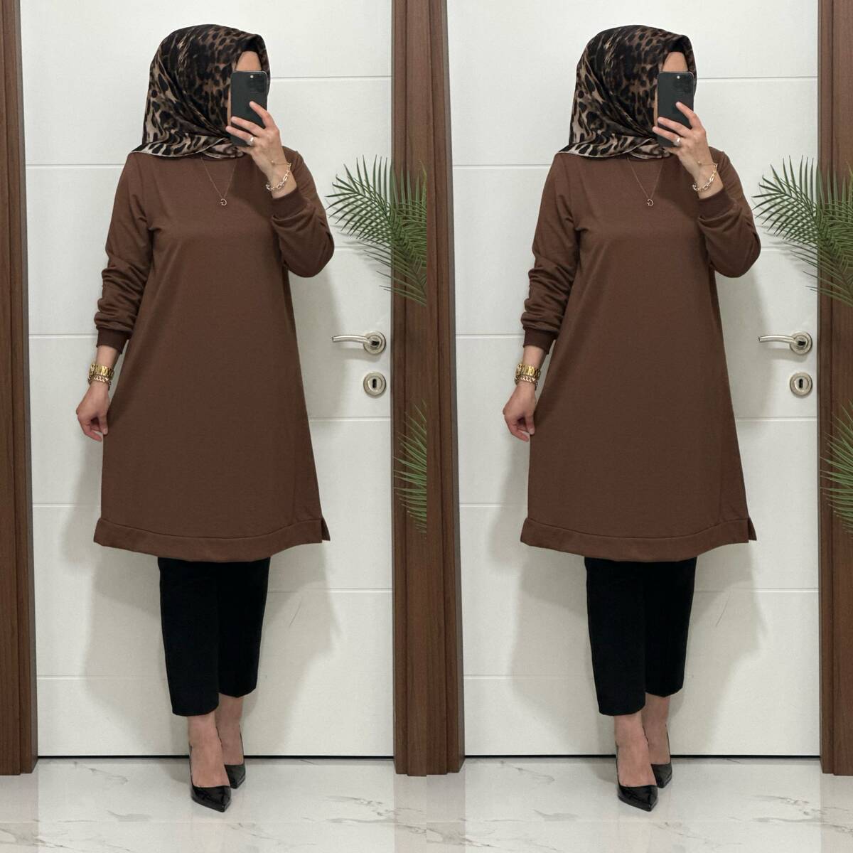 3322 K35 KAHVE EDA TUNİK