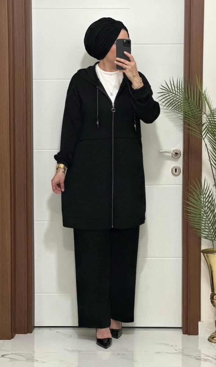 5222 K 150 SİYAH ZİNCİR DETAY SPOR İKİLİ TAKIM