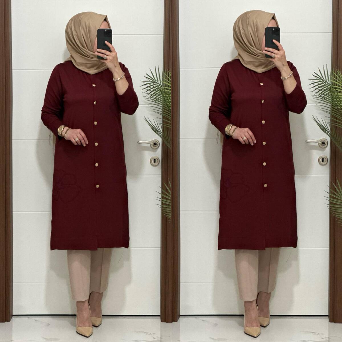 3580 K120 BORDO SOĞUK İPLİK DÜĞMELİ HIRKA 