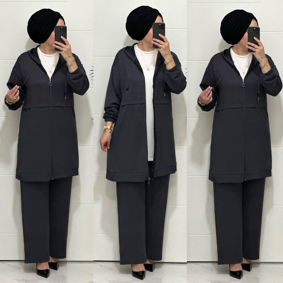 5222 K 150 GRİ ZİNCİR DETAY SPOR İKİLİ TAKIM