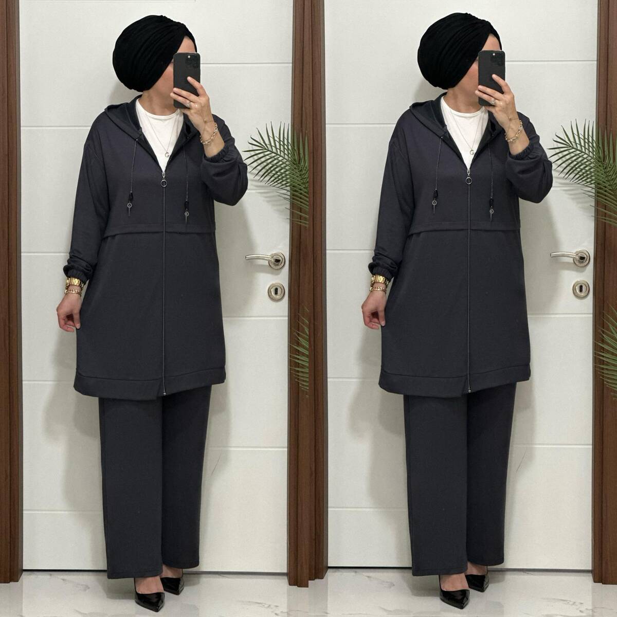 5222 K 150 GRİ ZİNCİR DETAY SPOR İKİLİ TAKIM