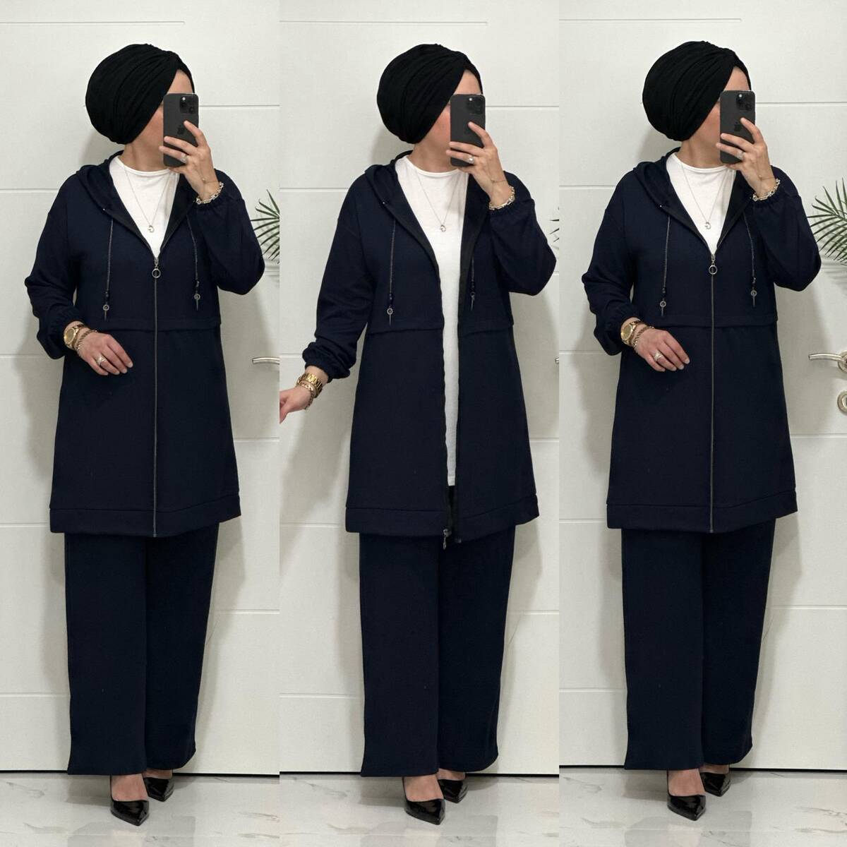 5222 K 150 LACİVERT ZİNCİR DETAY SPOR İKİLİ TAKIM