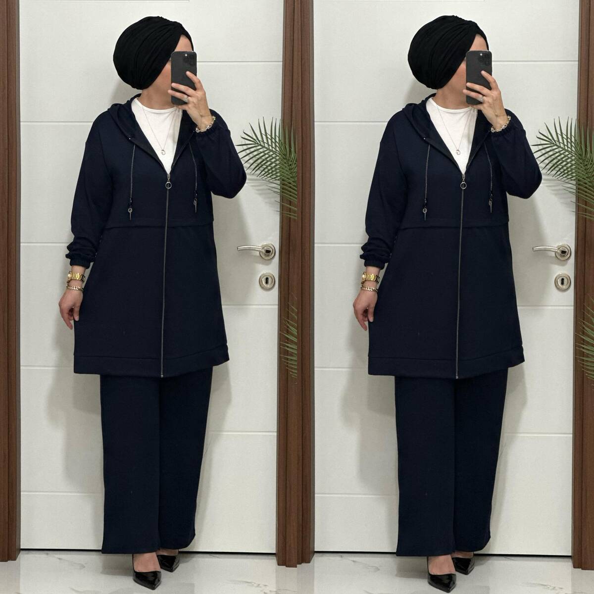 5222 K 150 LACİVERT ZİNCİR DETAY SPOR İKİLİ TAKIM