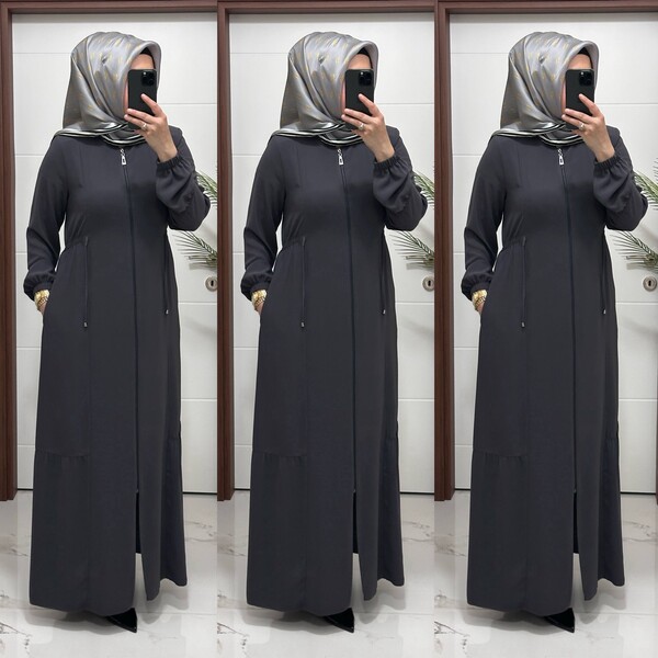 5344 K 150 GRİ BEL BÜZGÜLÜ FERACE - Thumbnail