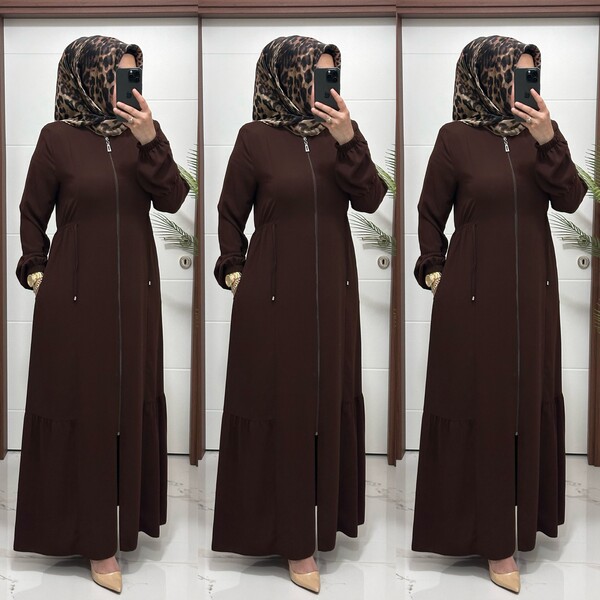 5344 K 150 KAHVE BEL BÜZGÜLÜ FERACE - Thumbnail
