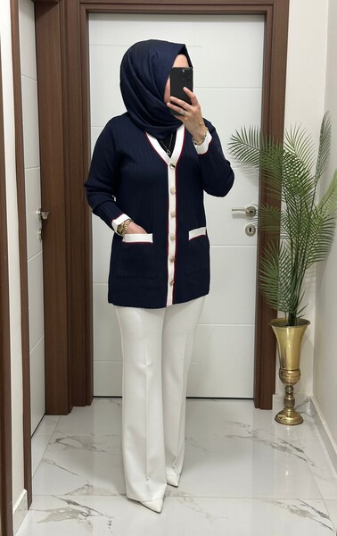 6161 K 140 LACİVERT YENİ SEZON MERSERİZE HIRKA STOKTA - Thumbnail