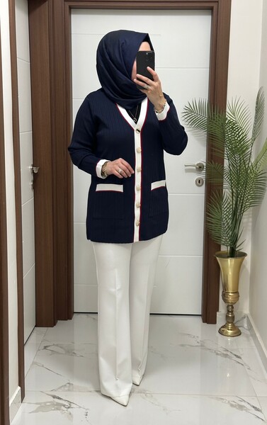 6161 K 140 LACİVERT YENİ SEZON MERSERİZE HIRKA STOKTA - Thumbnail