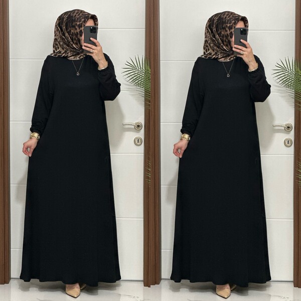 6212 K 75 SİYAH İKRA ELBİSE - Thumbnail