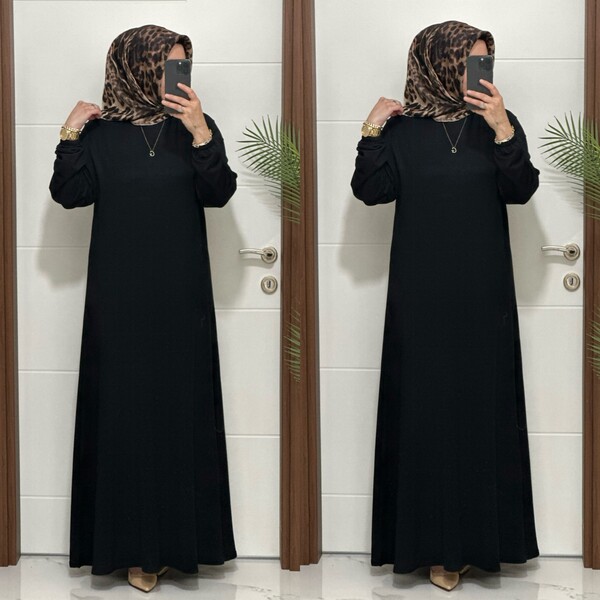 6212 K 75 SİYAH İKRA ELBİSE - Thumbnail