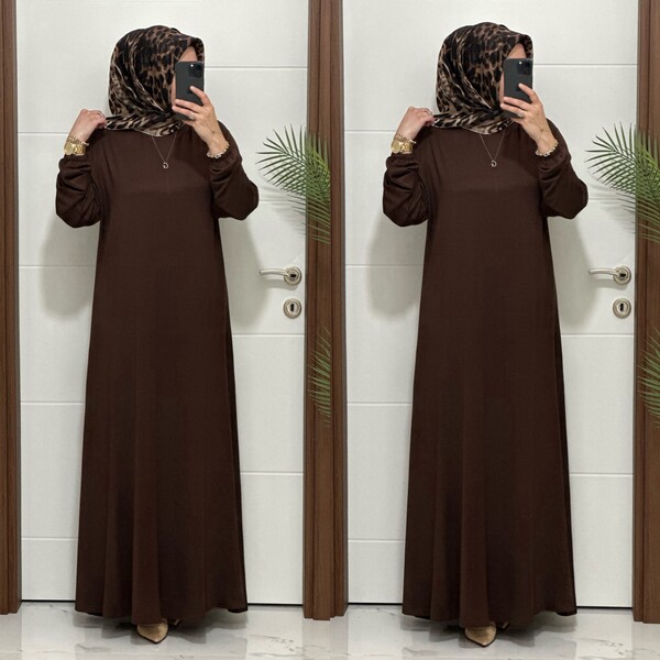 6212 K 75 KAHVE İKRA ELBİSE - Thumbnail