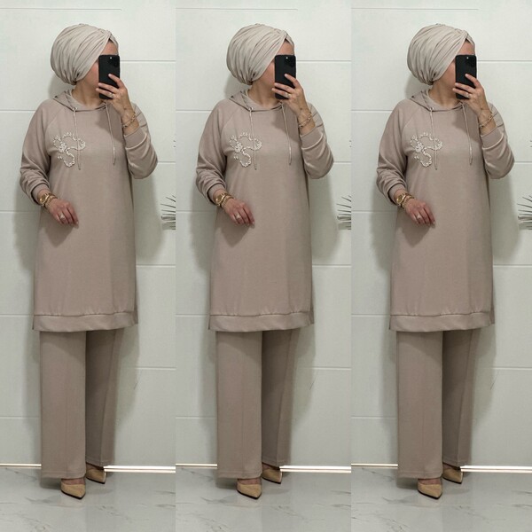 6666 K 150 BEJ ÇİÇEK TAŞLI OYSHO TAKIM - Thumbnail