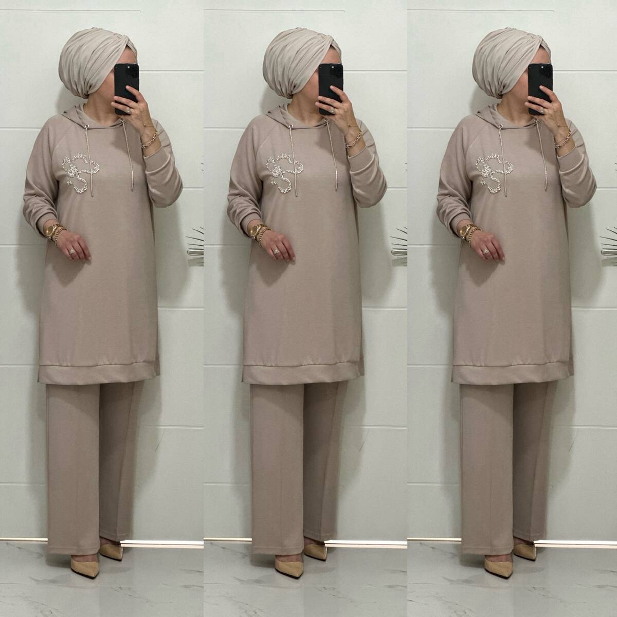 6666 K 150 BEJ ÇİÇEK TAŞLI OYSHO TAKIM 