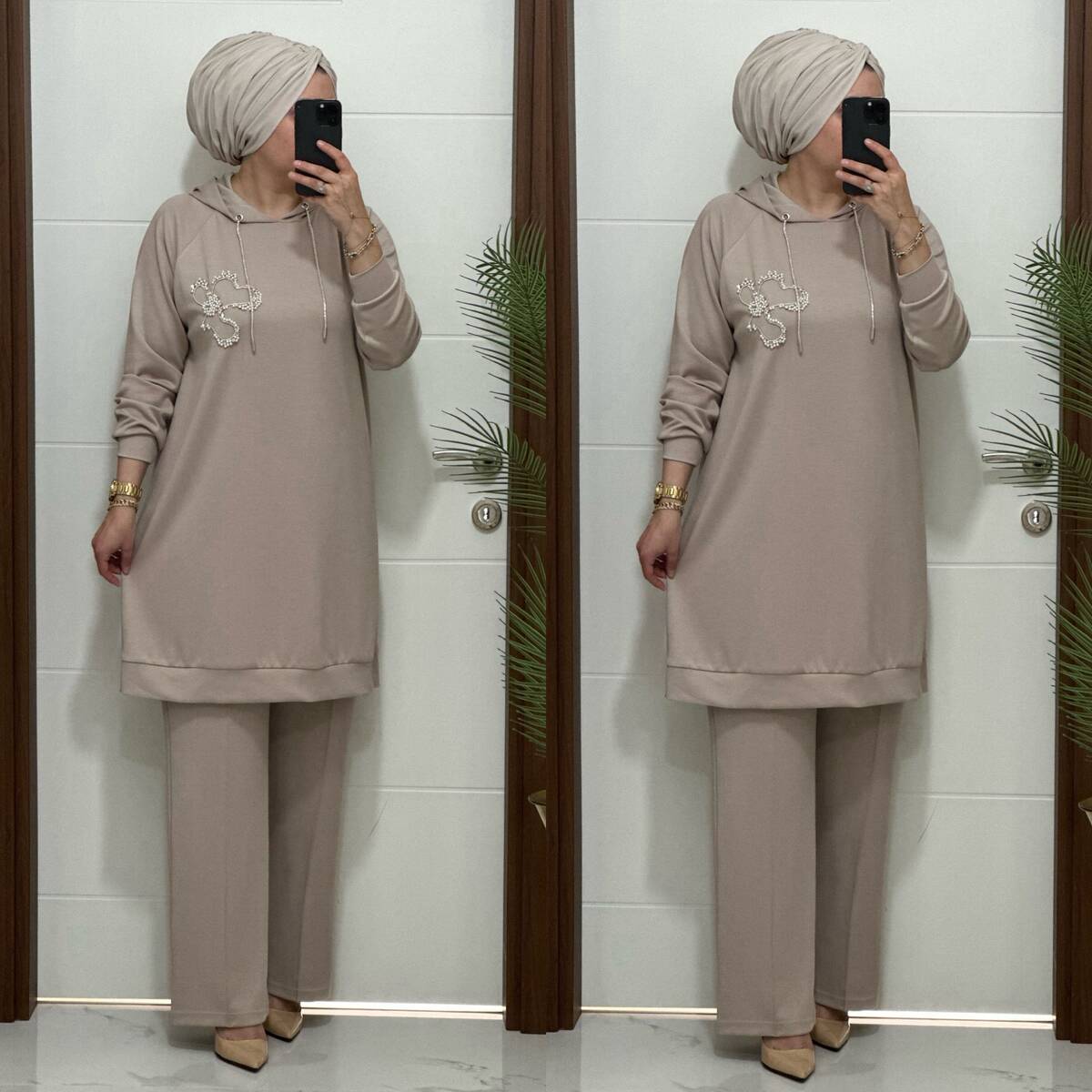 6666 K 150 BEJ ÇİÇEK TAŞLI OYSHO TAKIM 