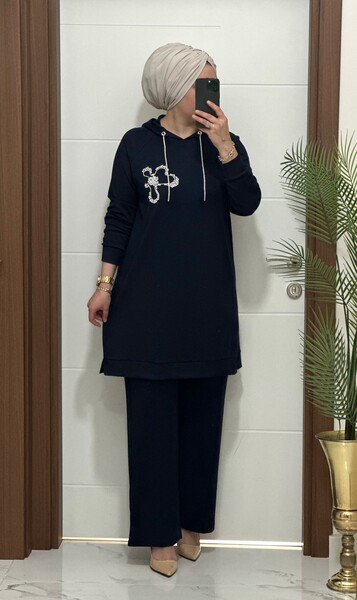 MASAL ABİYEM - 6666 K 150 LACİVERT ÇİÇEK TAŞLI OYSHO TAKIM 