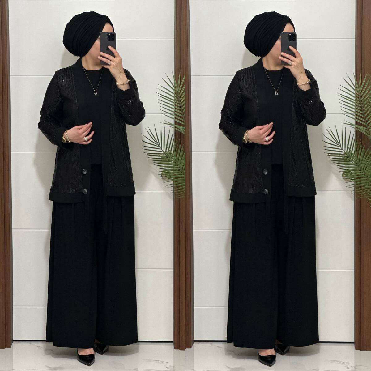 7213 K200 SİYAH PUL PAYET ZARA TAKIM