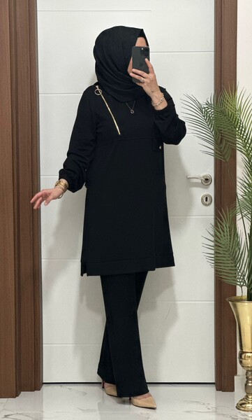 9999 K 125 SİYAH FERMUARLI OYSHO TAKIM - Thumbnail