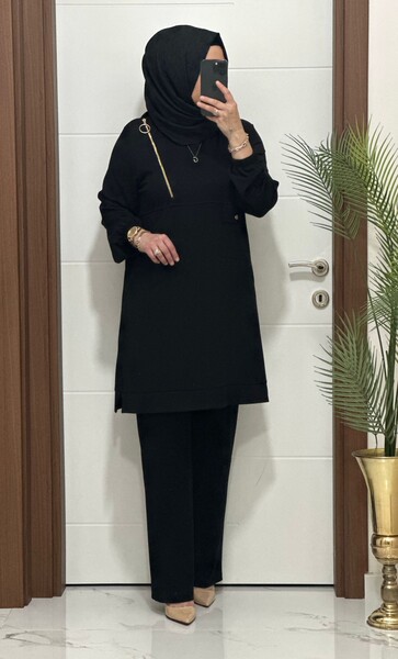 9999 K 125 SİYAH FERMUARLI OYSHO TAKIM - Thumbnail