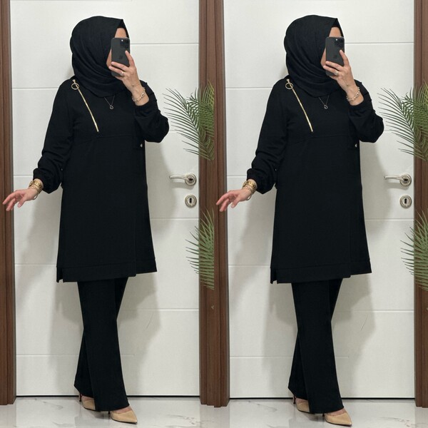 9999 K 125 SİYAH FERMUARLI OYSHO TAKIM - Thumbnail