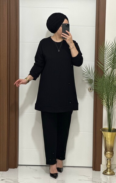 1717 K 150 SİYAH İNCİ TAKIM - Thumbnail