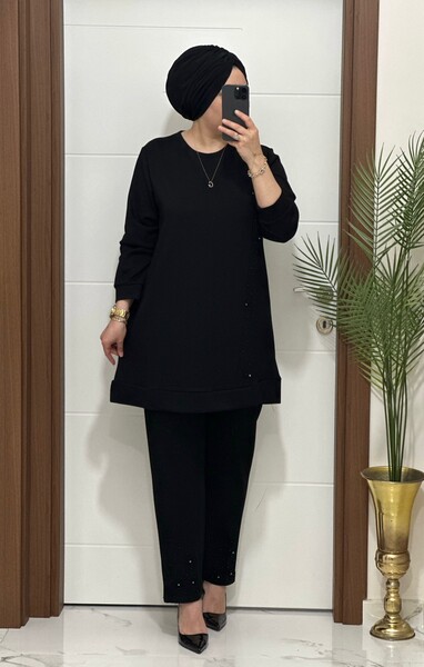 MASAL ABİYEM - 1717 K 150 SİYAH İNCİ TAKIM